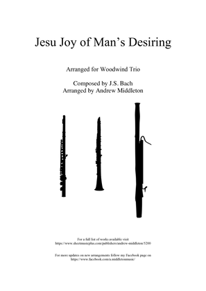 Book cover for Jesus Joy of Mans Desiring arranged for Woodwind Trio