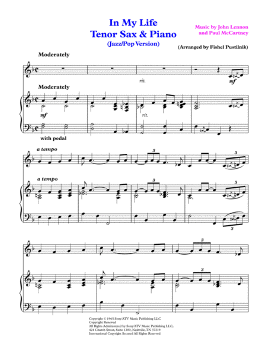 In My Life Woodwind Duet scores gallery preview page 2