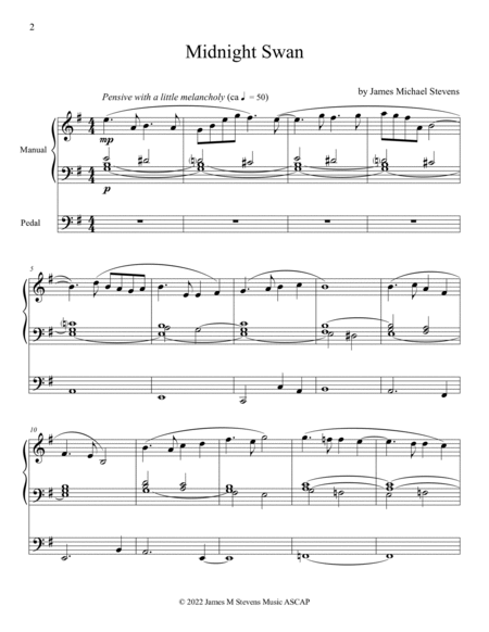 Midnight Swan - Organ Solo by James Michael Stevens Organ Solo - Digital Sheet Music