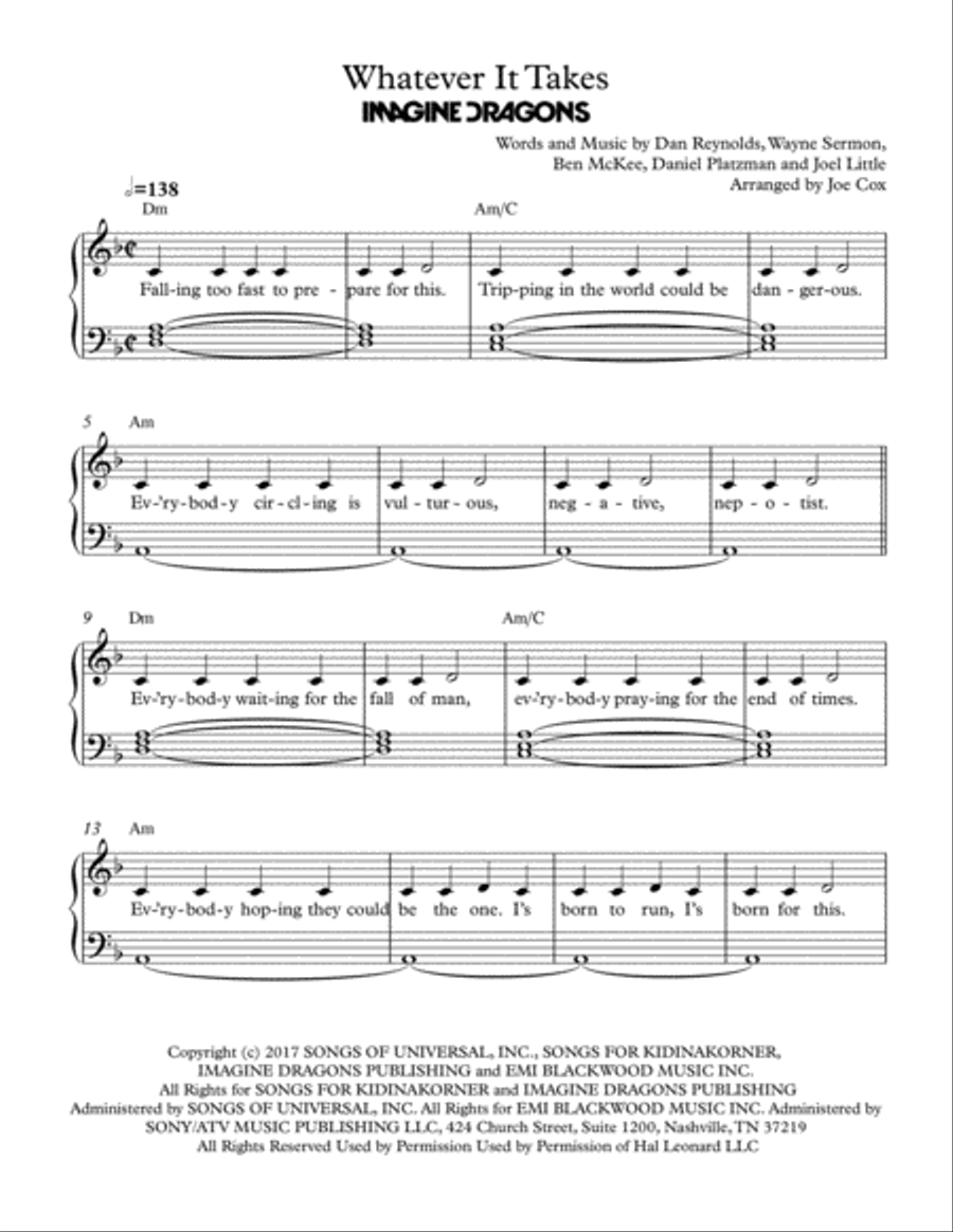 Whatever It Takes Whatever It Takes Voice scores gallery preview page 1