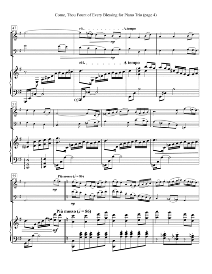 Come, Thou Fount of Every Blessing for Piano Trio Piano Trio scores gallery preview page 4