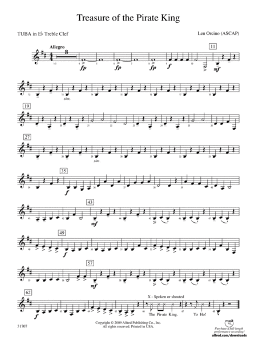 Treasure of the Pirate King: (World Part) E-flat Tuba T.C. Concert Band scores gallery preview page 1