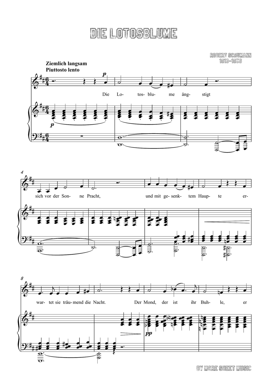 Schumann-Die Lotosblume in D Major,for Voice and Piano Schumann-Die Lotosblume in D Major,for Voice and Piano Piano, Vocal scores gallery preview page 3