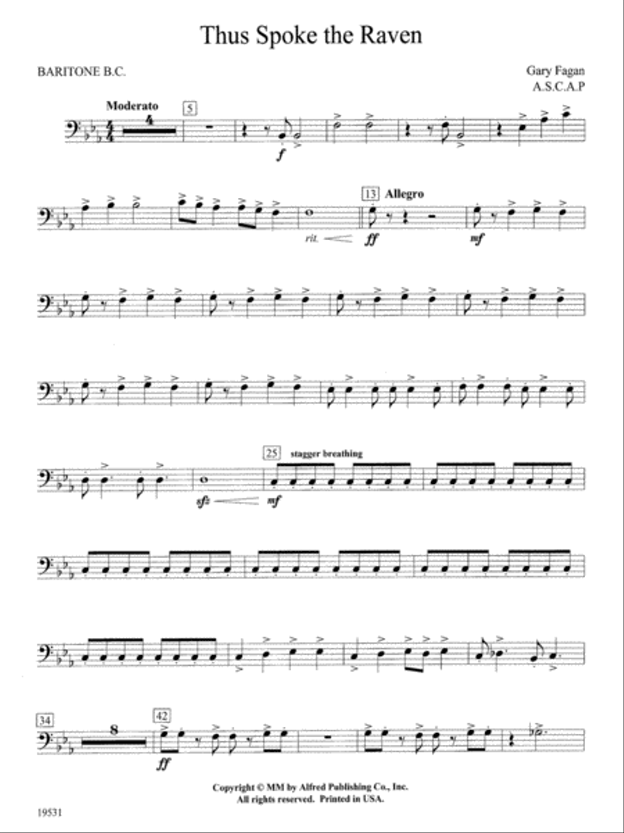 Thus Spoke the Raven: Baritone B.C. Concert Band scores gallery preview page 1