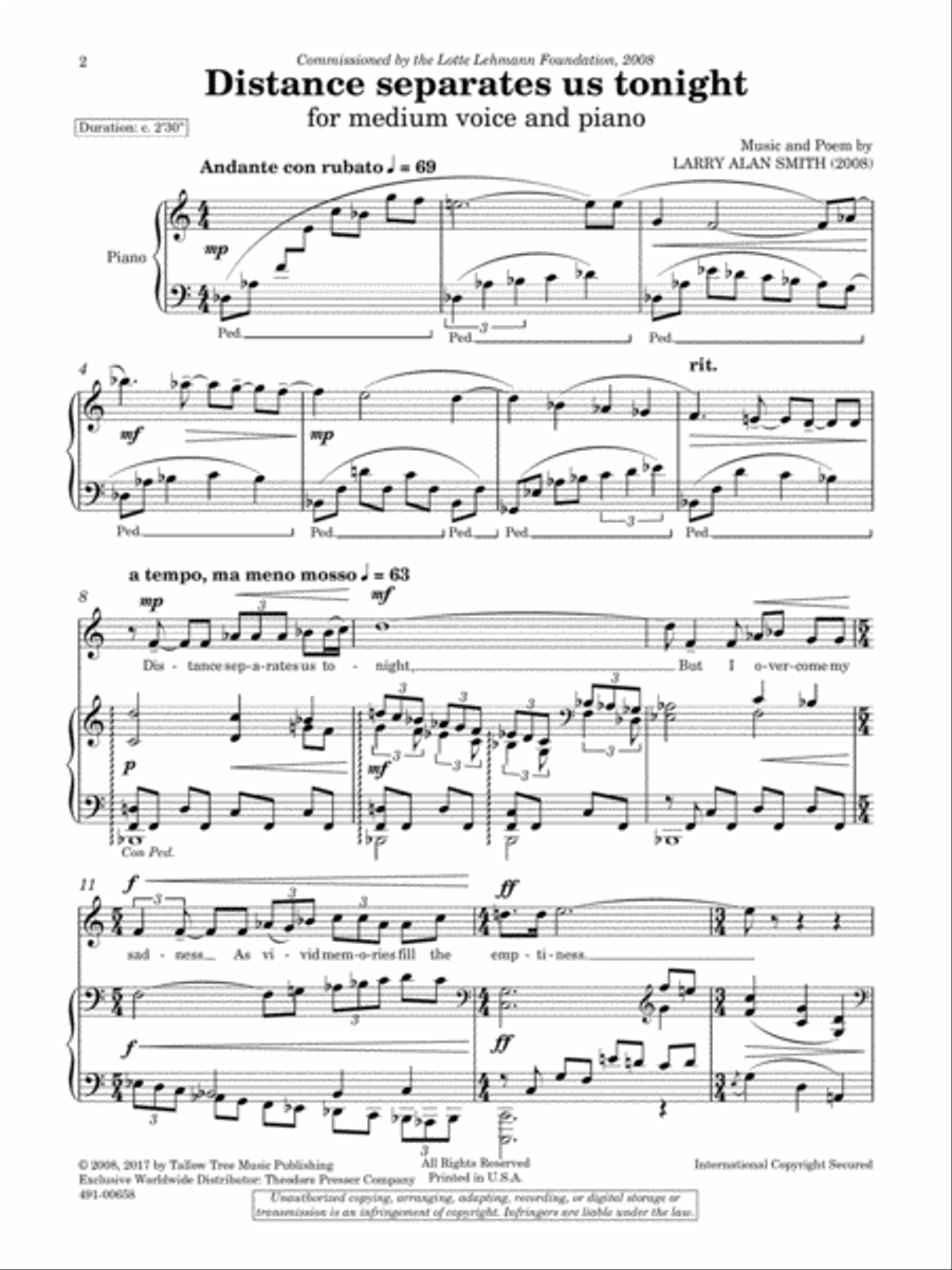 Distance Separates Us Tonight Chamber Music scores gallery preview page 2