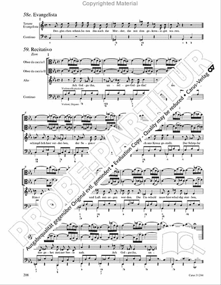 St. Matthew Passion (Matthaus-Passion) 4-Part scores gallery preview page 210