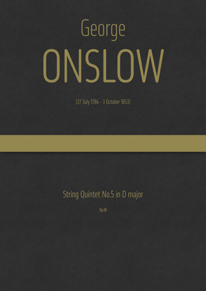 Book cover for Onslow - String Quintet No.5 in D major, Op.18