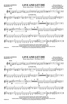 Live and Let Die: Bb Tenor Saxophone/Bartione Treble Clef