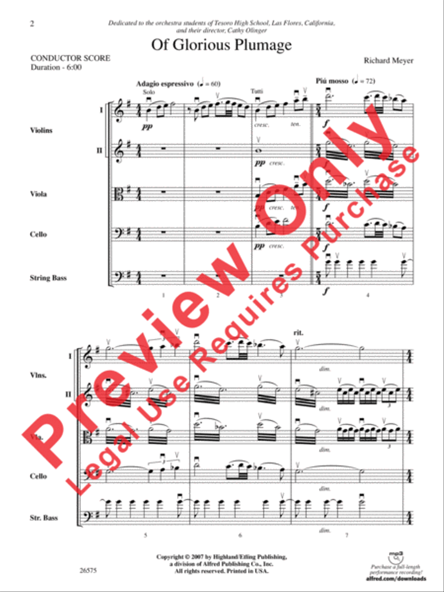 Of Glorious Plumage String Orchestra scores gallery preview page 3