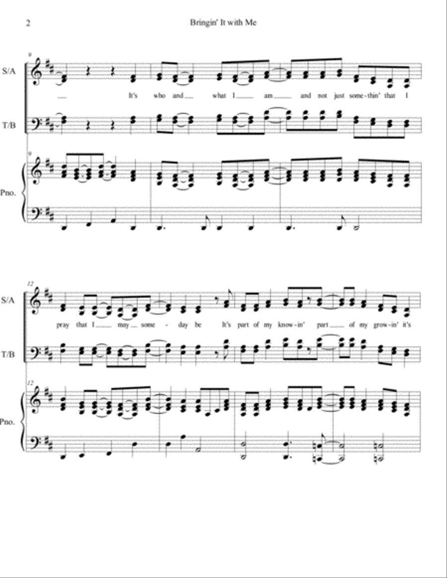 Bringin' It with Me 4-Part scores gallery preview page 2