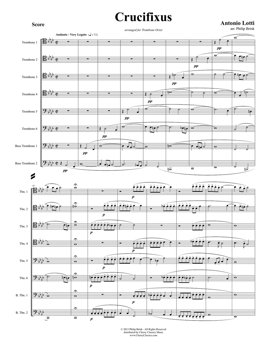 Crucifixus for 8-part Trombone ensemble Brass Ensemble scores gallery preview page 1