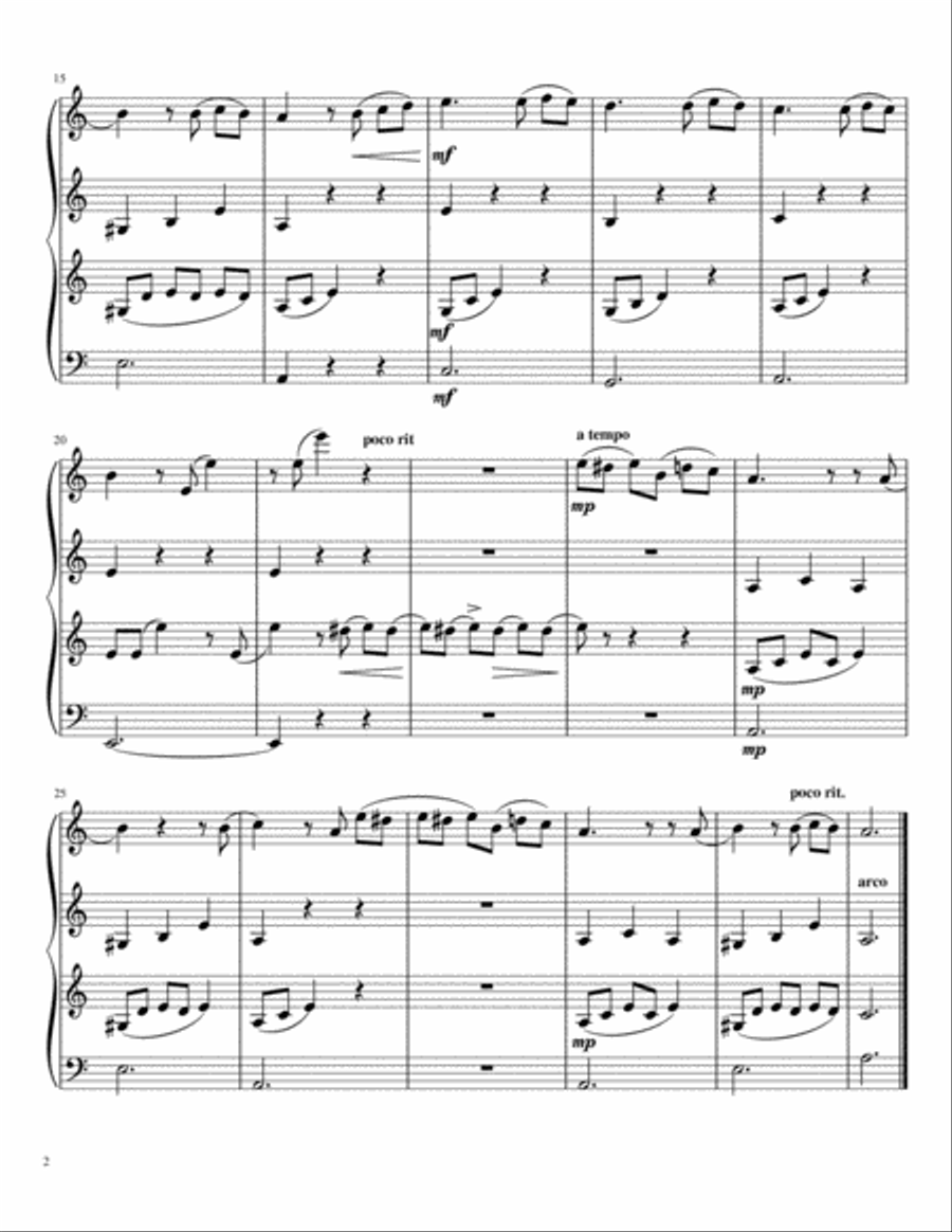 Theme from Für Elise (three violins and cello) String Quartet scores gallery preview page 3