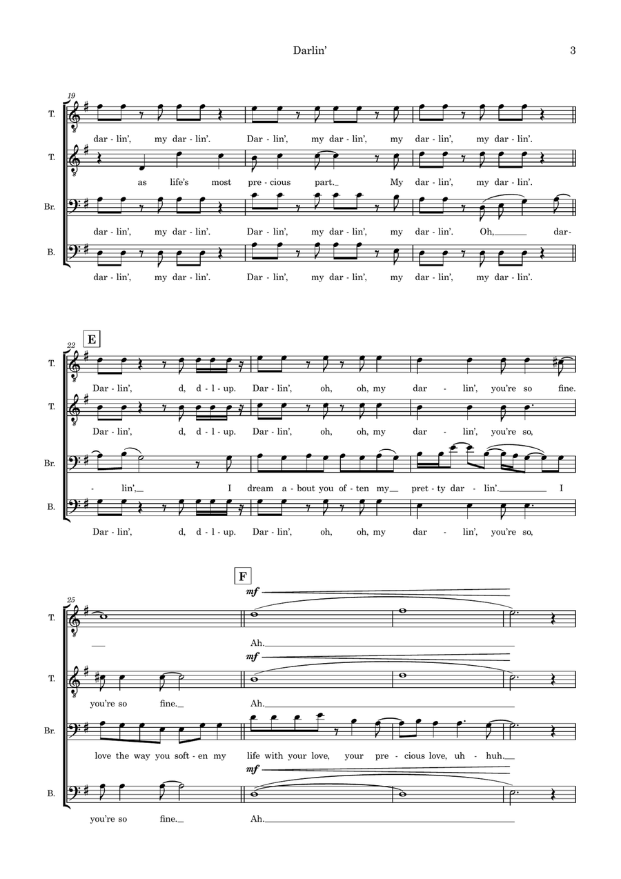 Darlin' (arr. Sam Burns) TTBB scores gallery preview page 3