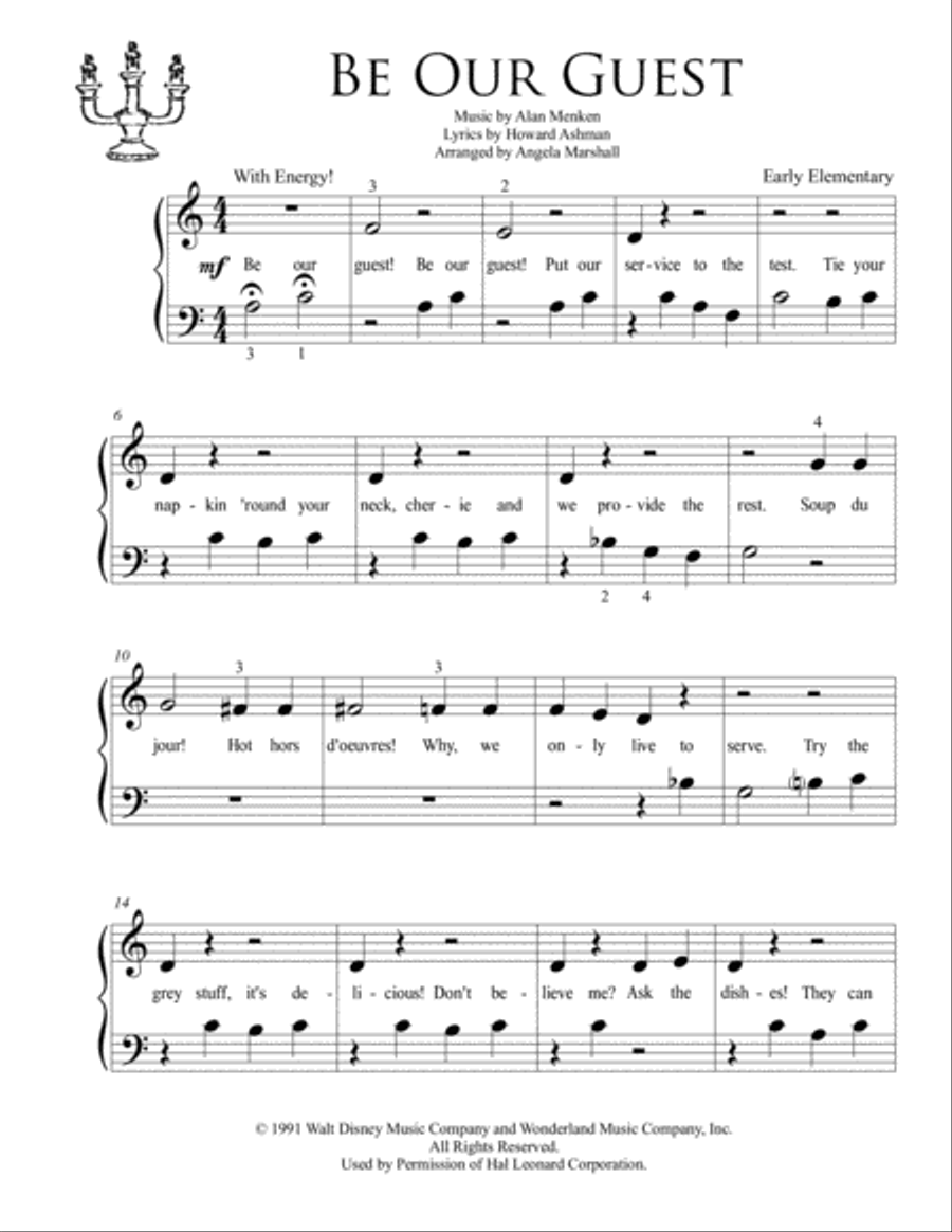 Be Our Guest Easy Piano scores gallery preview page 1