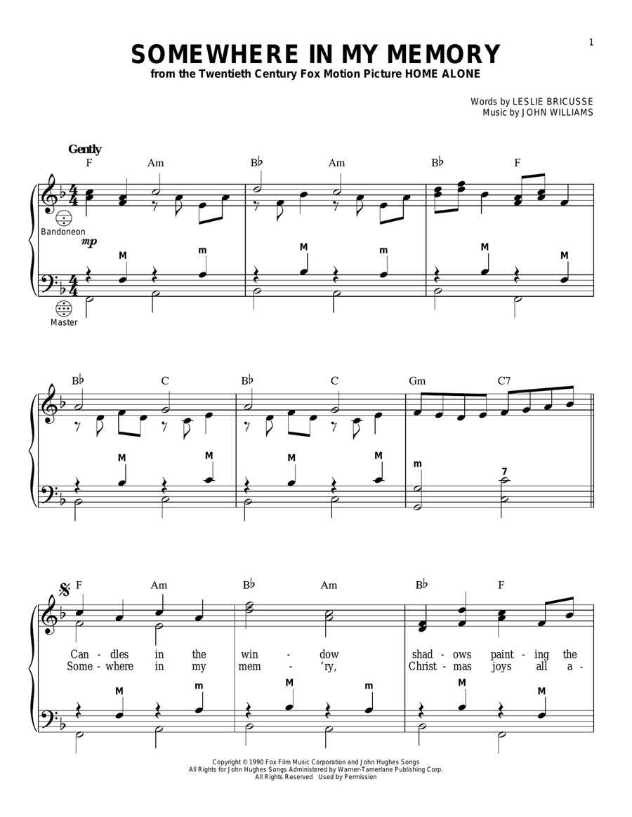 Somewhere In My Memory Somewhere In My Memory Piano scores gallery preview page 1