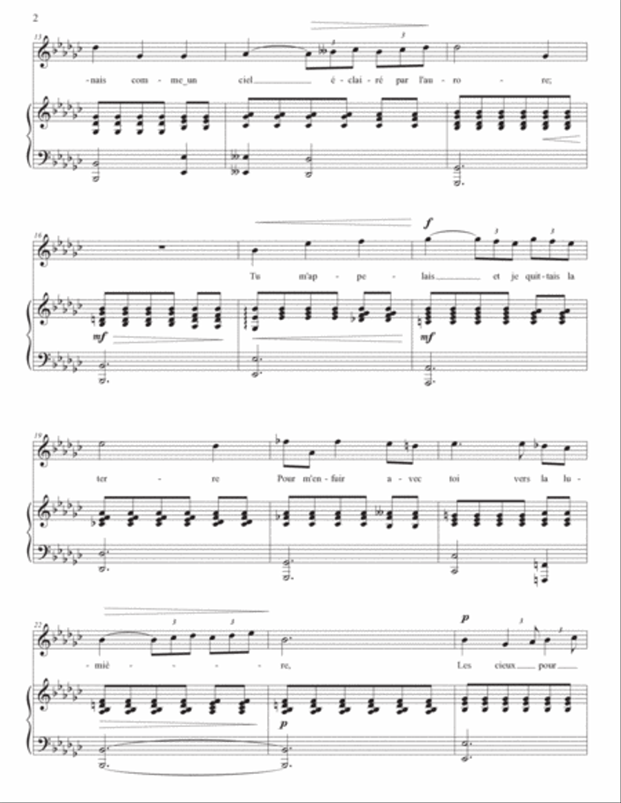 FAURÉ: Après un rêve, Op. 7 no. 1 (transposed to E-flat minor, D minor, and C-sharp minor) Voice scores gallery preview page 3