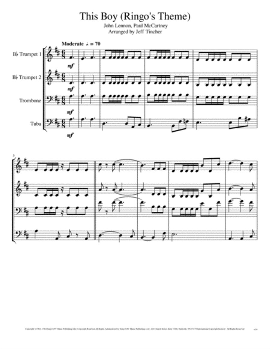 This Boy (ringo's Theme) Brass Ensemble scores gallery preview page 2