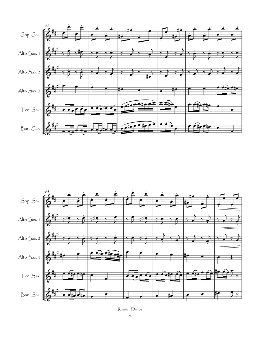 Russian Dance from the Nutcracker Suite for Saxophone Choir Woodwind Ensemble scores gallery preview page 6