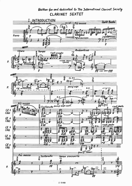 Klarinette--Sextett Für Fünf Klarinetten Und Kla