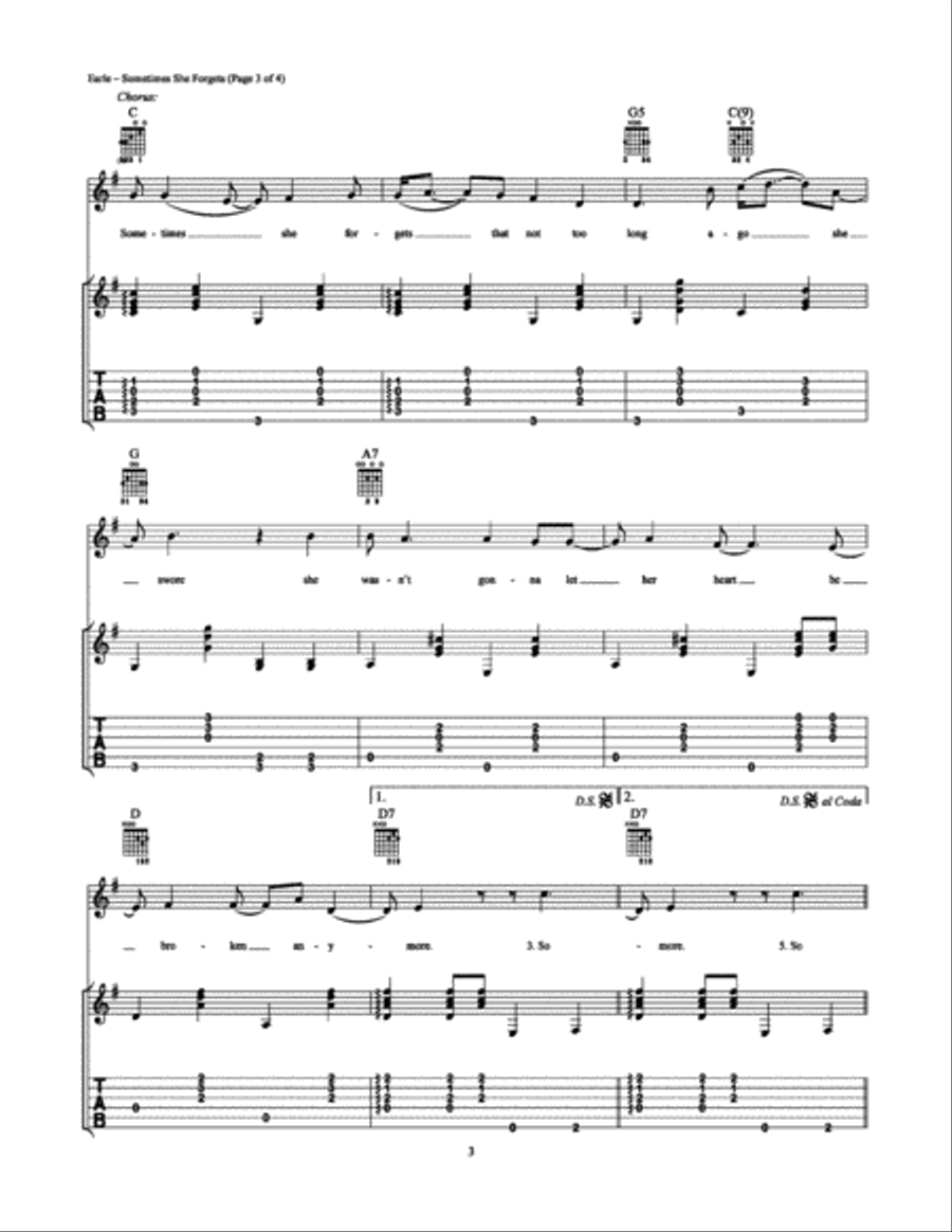 Sometimes She Forgets Electric Guitar scores gallery preview page 3