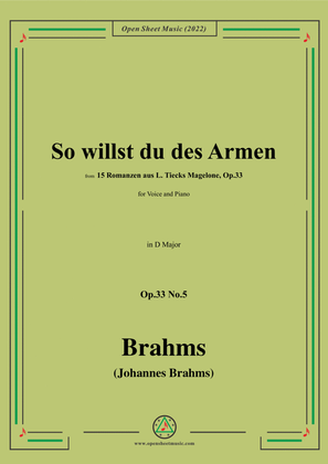 Book cover for Brahms-So willst du des Armen,Op.33 No.5 in D Major