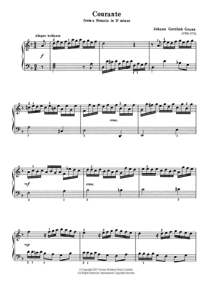 Courante (from a Sonata in D Minor) Piano Solo scores gallery preview page 1