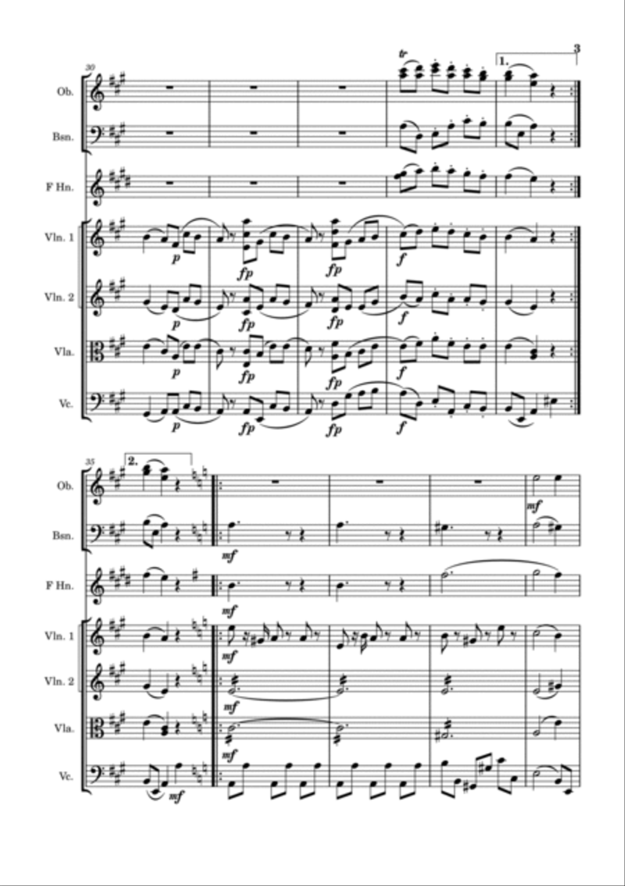 Menuetto_A major - Score Only Chamber Orchestra scores gallery preview page 3
