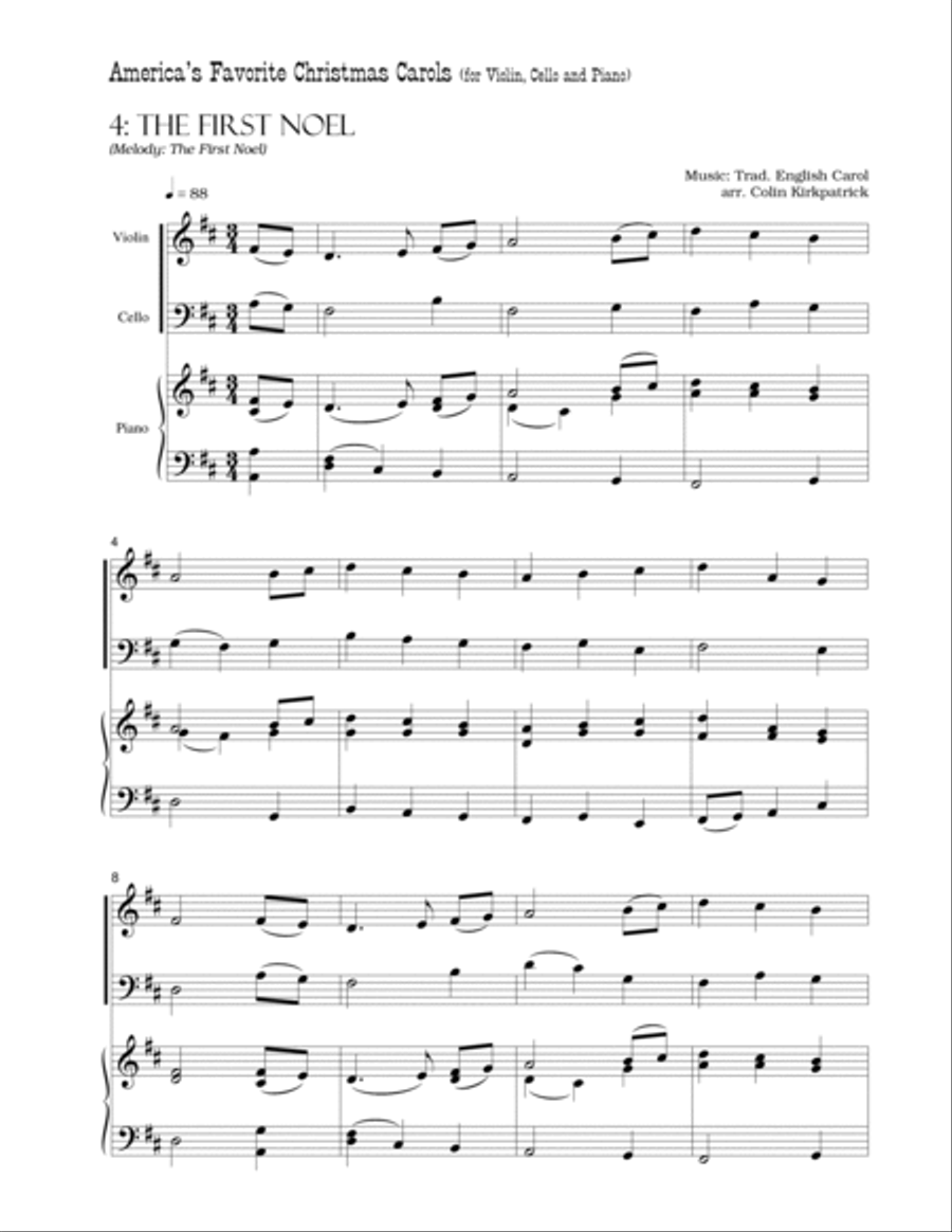 America's Favorite Christmas Carols arranged for Violin, Cello and Piano Piano Trio scores gallery preview page 6