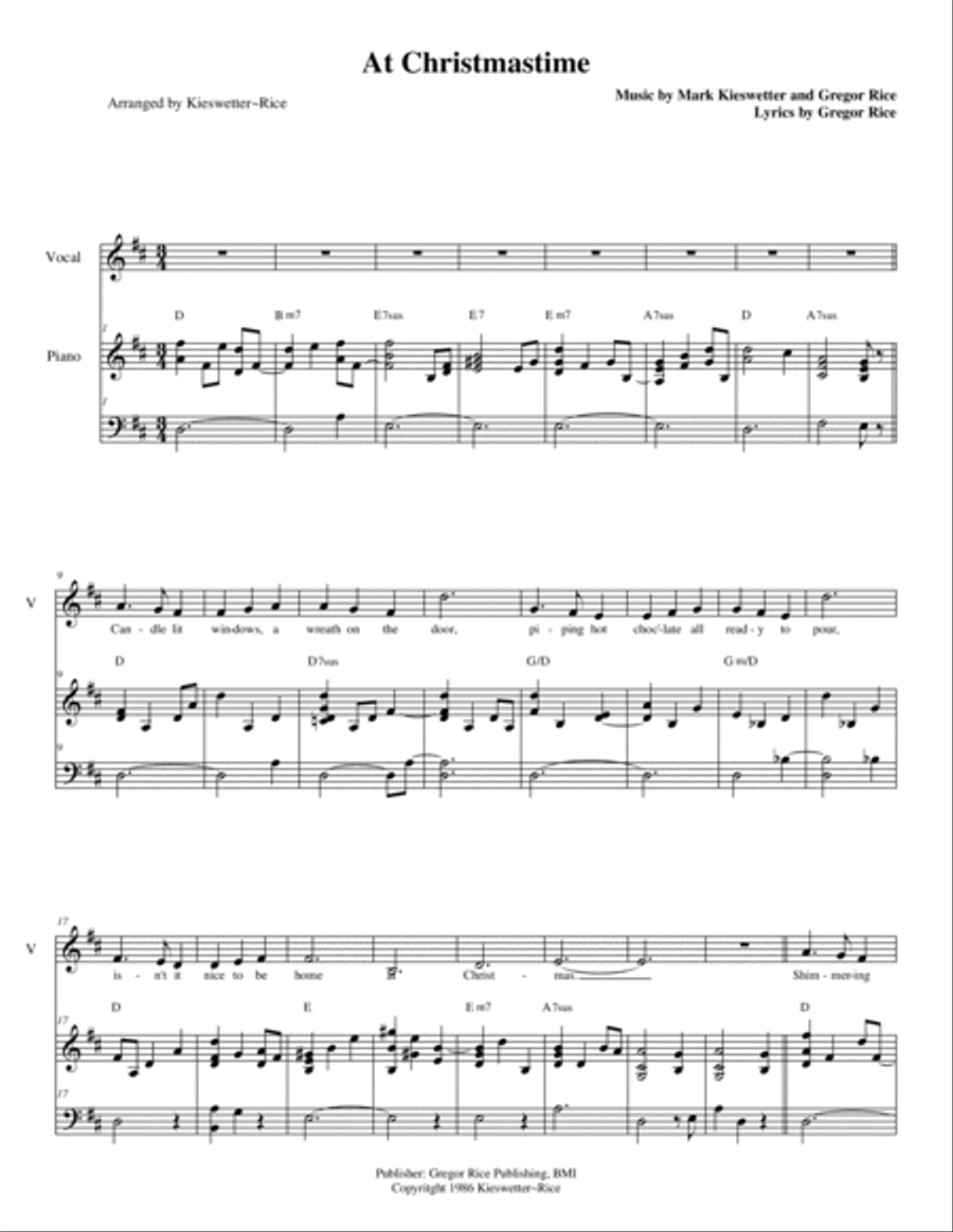 At Christmastime ~ piano/vocal/chords in D Piano, Vocal, Guitar scores gallery preview page 2