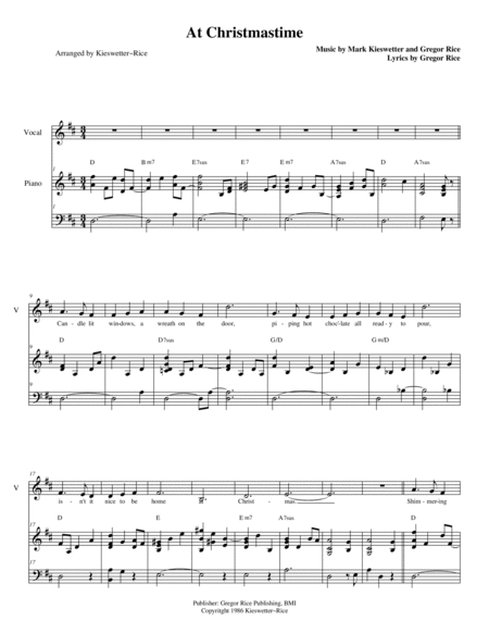 At Christmastime ~ piano/vocal/chords in D image number null
