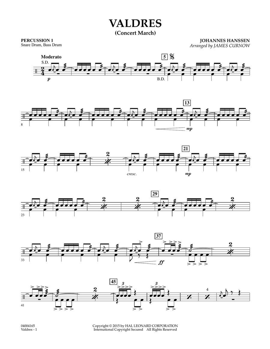 Valdres (Concert March) - Percussion 1 Concert Band scores gallery preview page 1