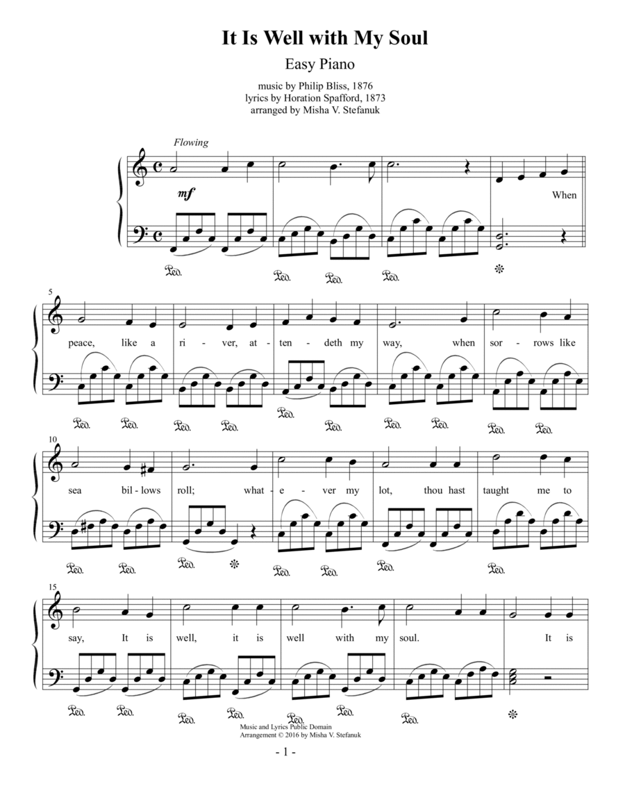 It Is Well with My Soul Easy Piano Easy Piano scores gallery preview page 1