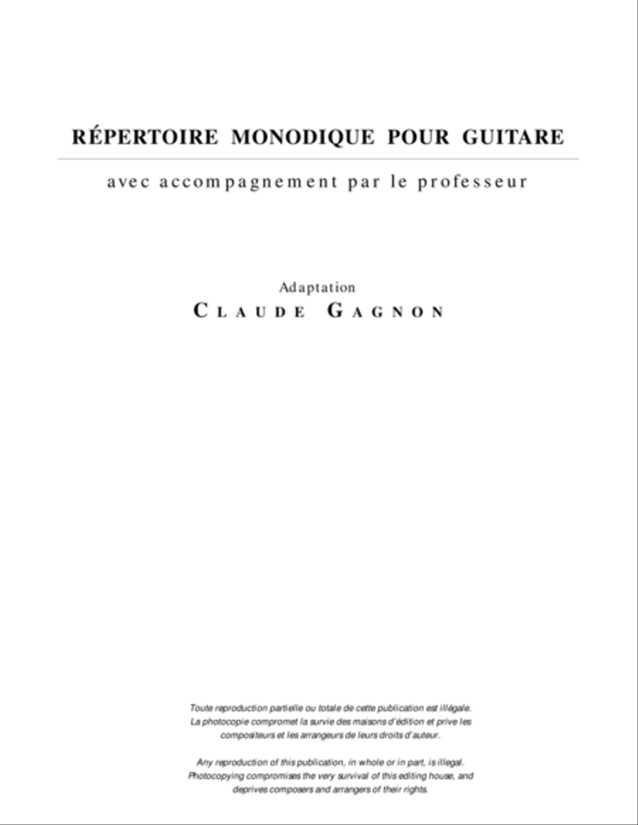 Répertoire monodique pour guitare Classical Guitar scores gallery preview page 1