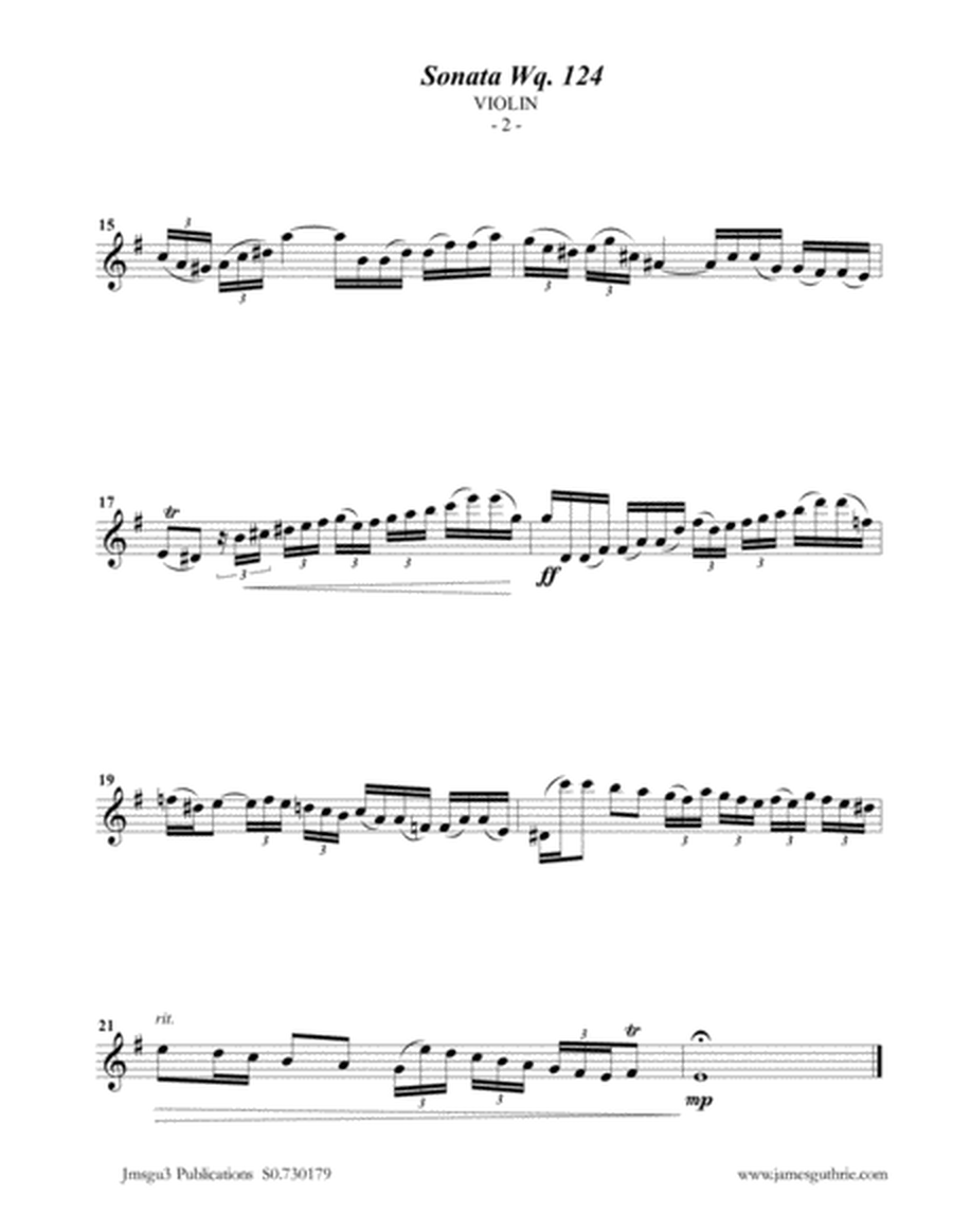 CPE BACH: Sonata in E Minor WQ124 for Violin & Piano image number null