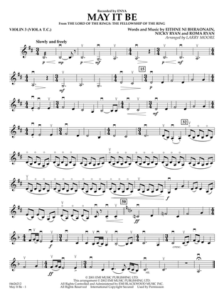 May It Be (arr. Larry Moore) - Violin 3 (Viola Treble Clef)