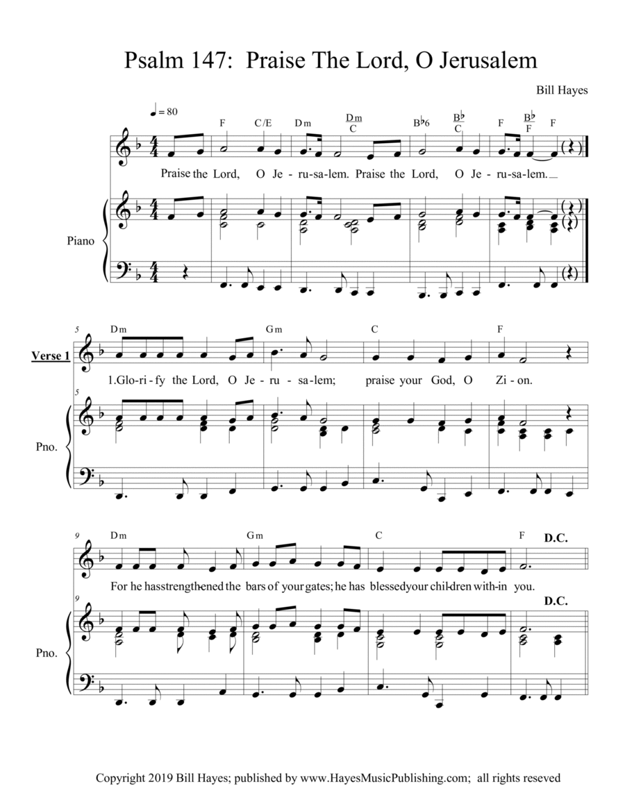 Psalm 147: Praise The Lord, O Jerusalem - piano/vocal Voice scores gallery preview page 1