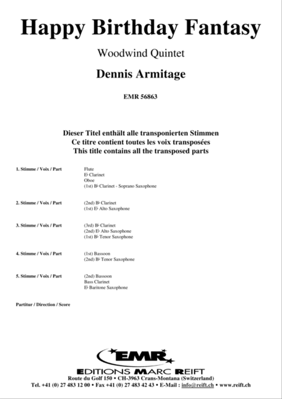 Happy Birthday Fantasy Happy Birthday Fantasy Woodwind Quintet scores gallery preview page 2