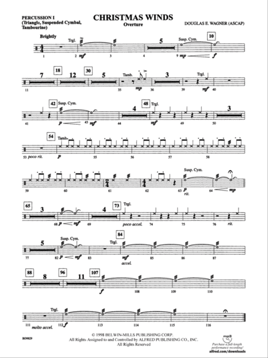 Christmas Winds (Overture): 1st Percussion Concert Band scores gallery preview page 1