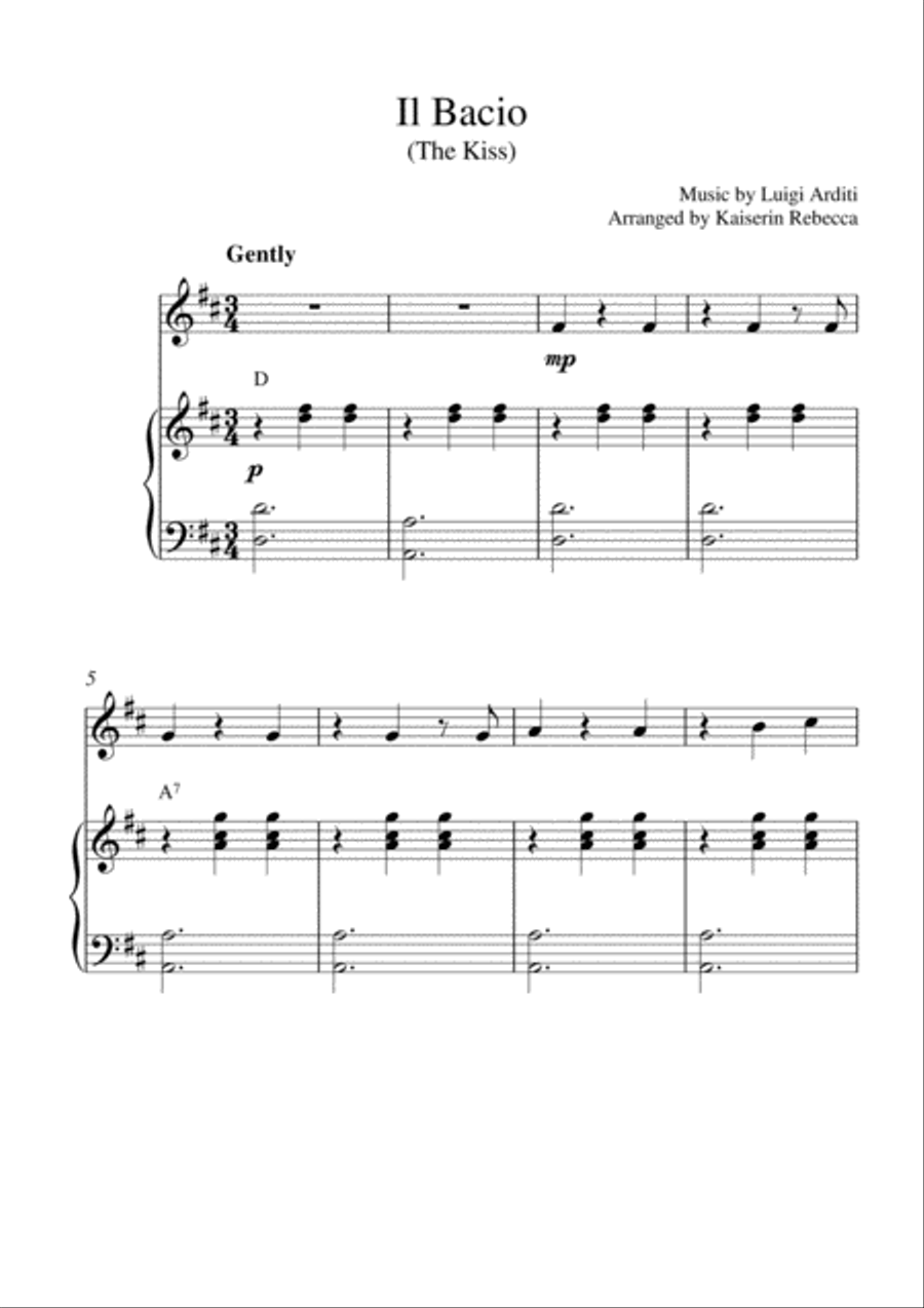 Il Bacio (The Kiss) Violin Solo scores gallery preview page 1