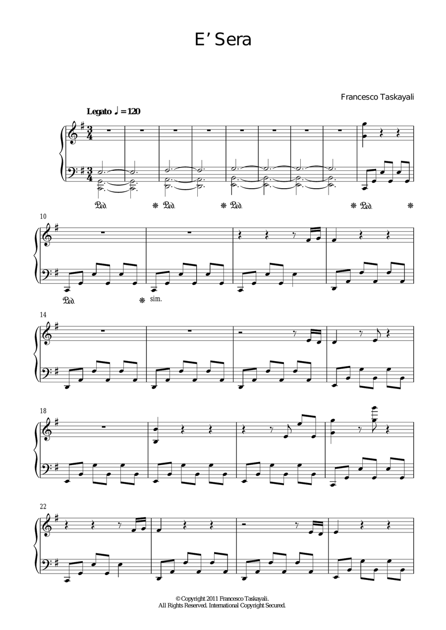 E' Sera E' Sera Piano Solo scores gallery preview page 1