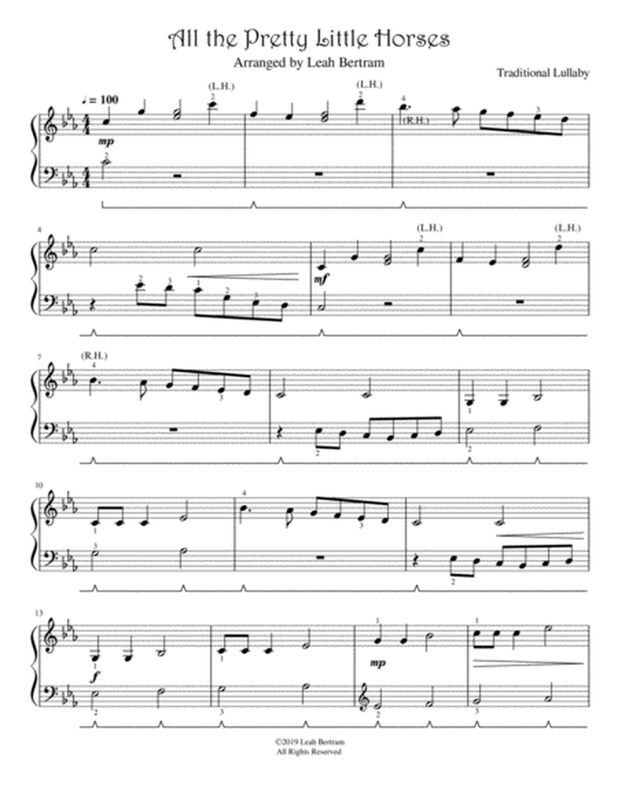 All the Pretty Little Horses ~ Late Intermediate Piano Solo image number null