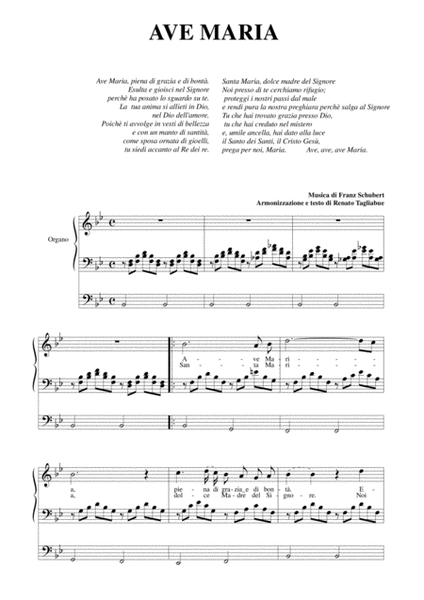 AVE MARIA by SCHUBERT - Arr. for Soprano or Tenor and Organ 3 staff - Arpeggiated accompaniment image number null
