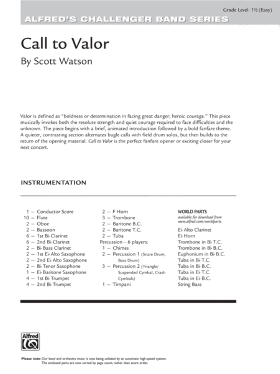 Call to Valor: Score Concert Band scores gallery preview page 1
