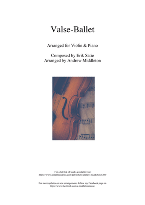 Book cover for Valse Ballet for Violin and Piano