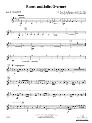 Book cover for Romeo and Juliet Overture: 2nd B-flat Clarinet