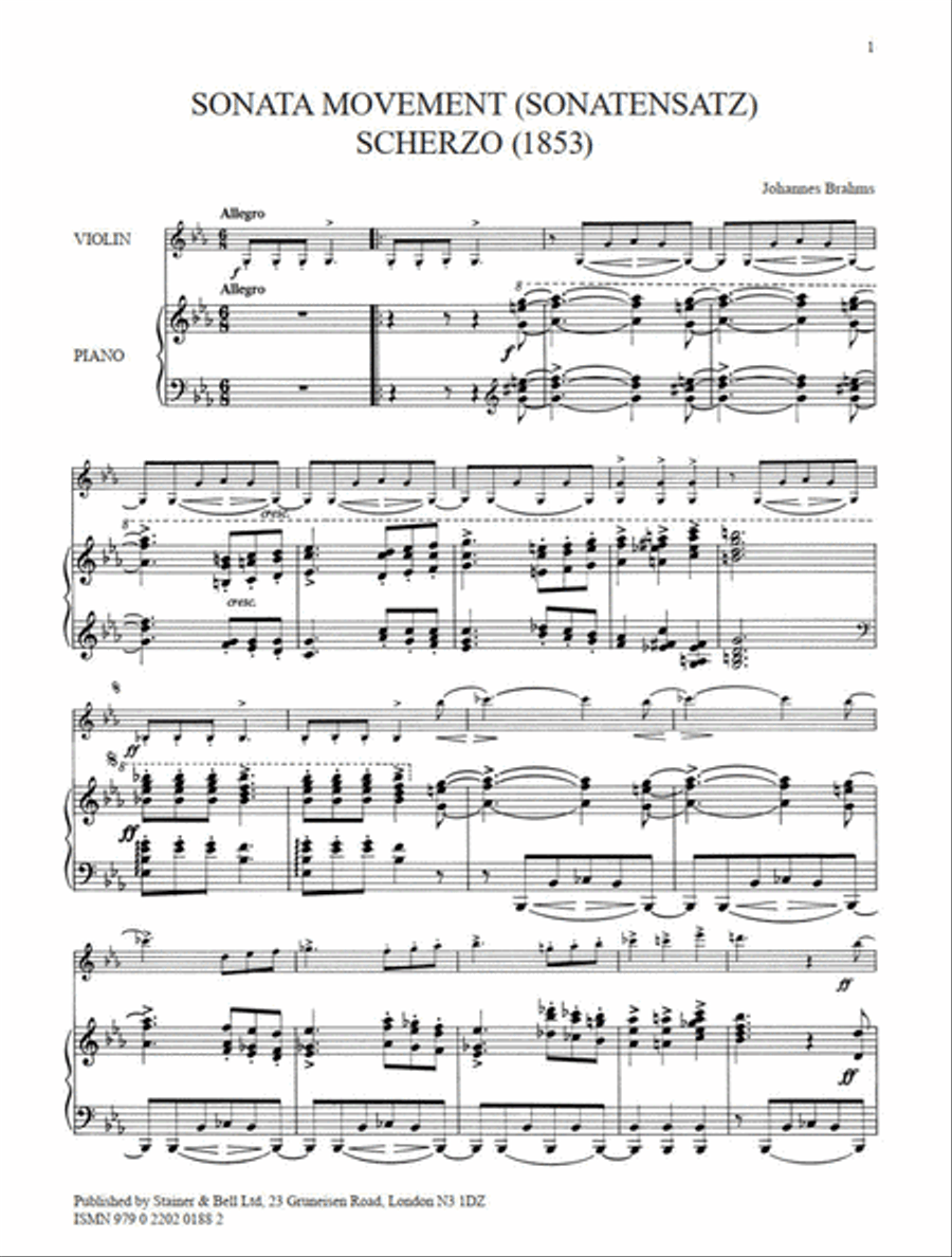 Sonata Movement (Sonatensatz, 1853) with Piano Violin Solo scores gallery preview page 2