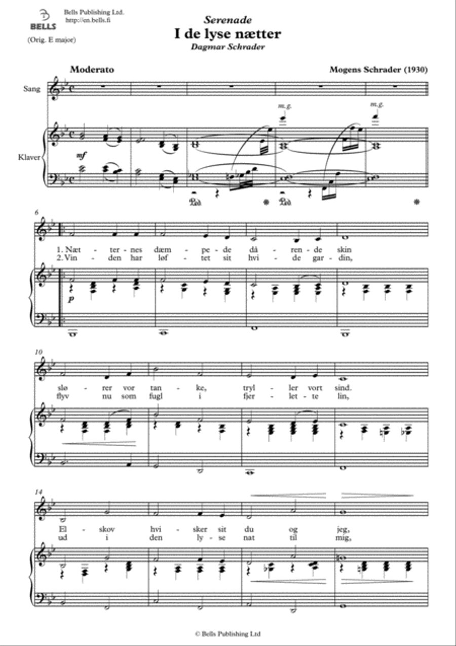 I de lyse naetter (B-flat Major) Voice Solo scores gallery preview page 1