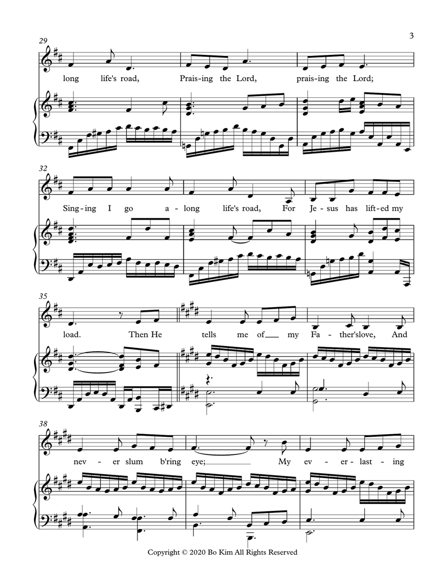 Singing I Go Along Life's Road (The Trusting Heart) Piano, Vocal scores gallery preview page 3