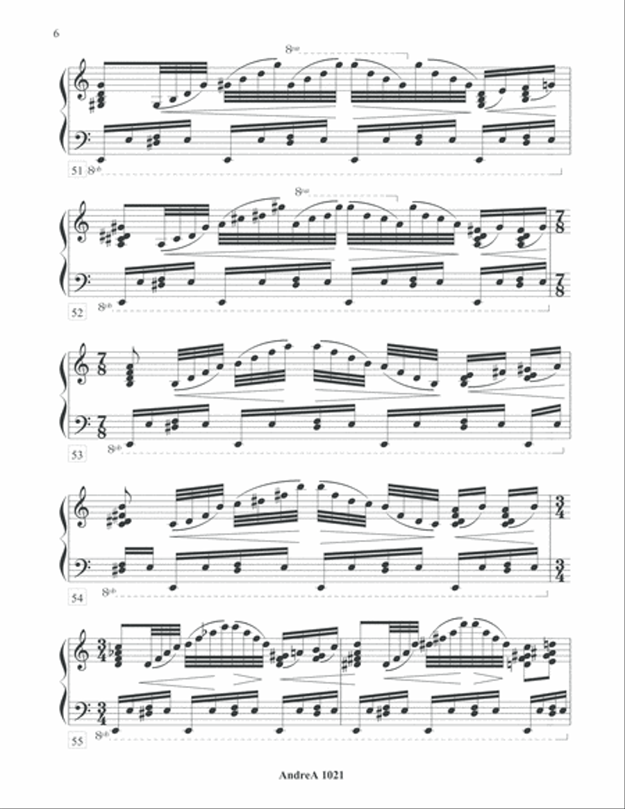 Rhapsody in Blue and White for Piano Piano Solo scores gallery preview page 6