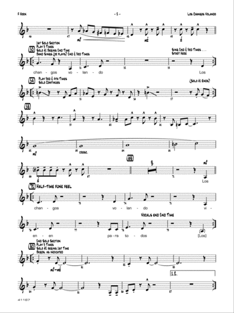 Los changos volando: 1st F Horn Jazz Ensemble scores gallery preview page 2